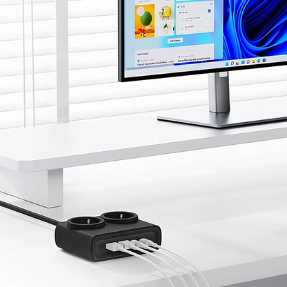 Orico PDC25 förlängningssladd, 2 x Schuko - 2 x USB-A - 2 x USB-C, Svart