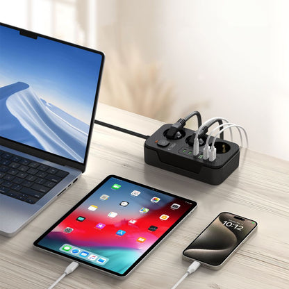 Förlängningssladd Tech-Protect PC3X6, 3 x Schuko, Svart
