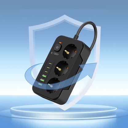 Förlängningssladd Tech-Protect PC3X6, 3 x Schuko, Svart