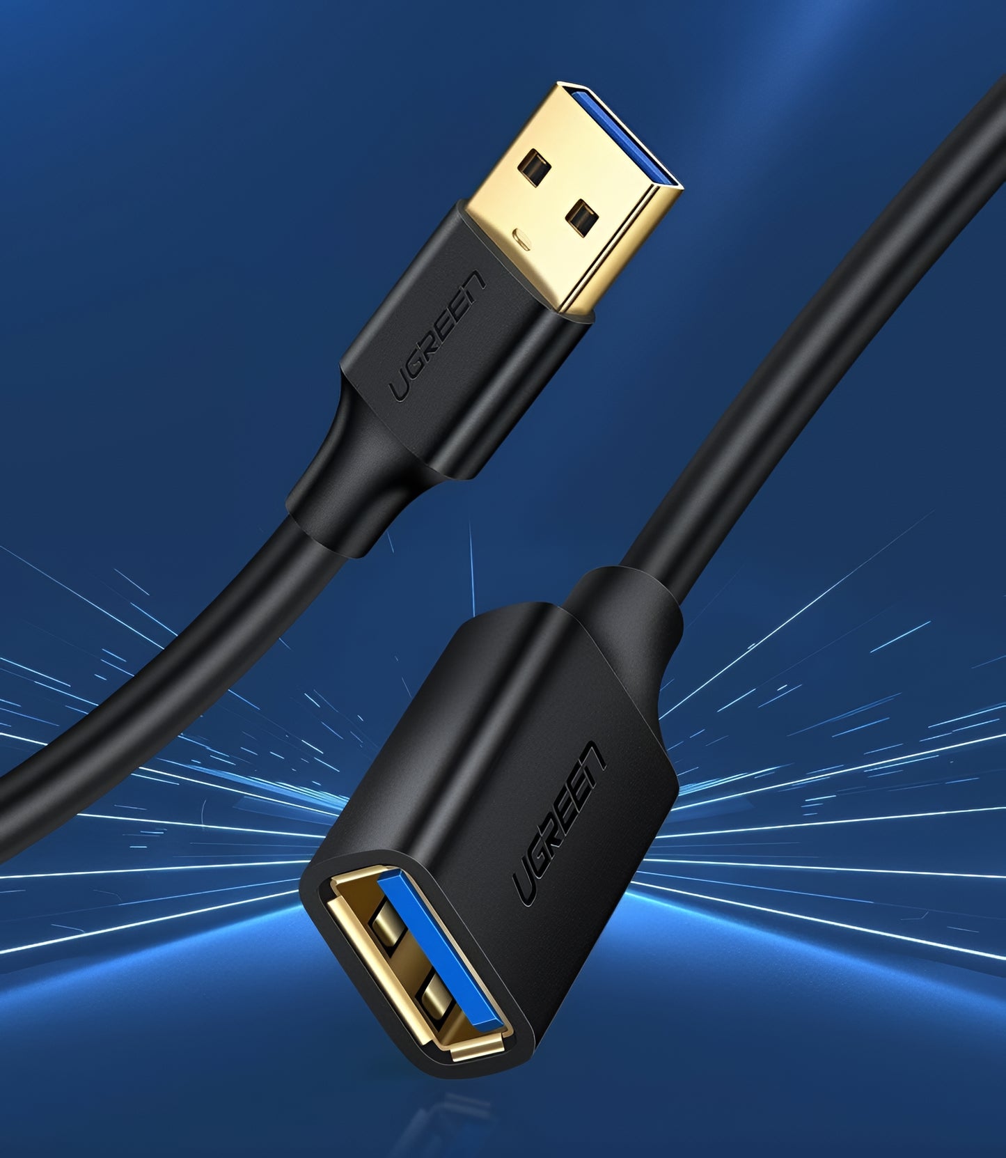 USB 3.0-förlängningskabel UGREEN US129, 2m, Svart