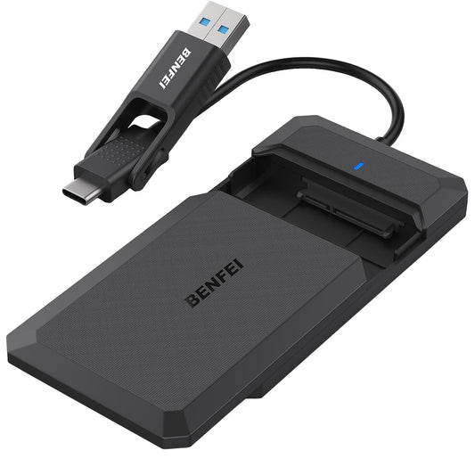 Benfei-ställ för HDD / SSD SATA 2,5 tum, USB-A / USB-C UASP, svart