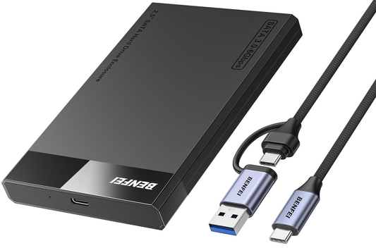 Benfei-ställ för HDD / SSD SATA 2,5 tum, USB-A / USB-C, svart