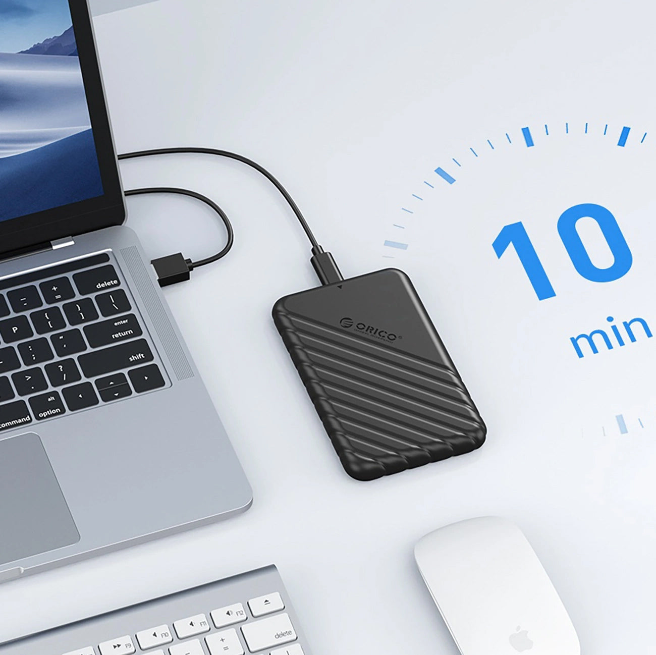 Orico 25PW1C-C3 fack för HDD / SSD SATA 2,5 tum, USB-C, svart