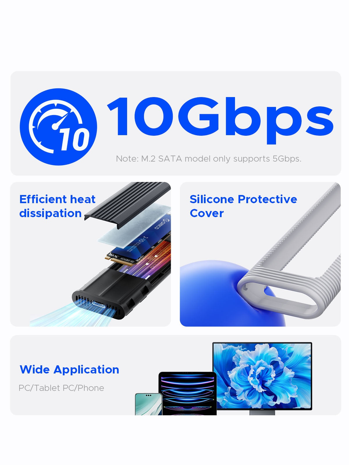 Orico AXM2-G2-ställ för SSD M.2 NVMe, grå