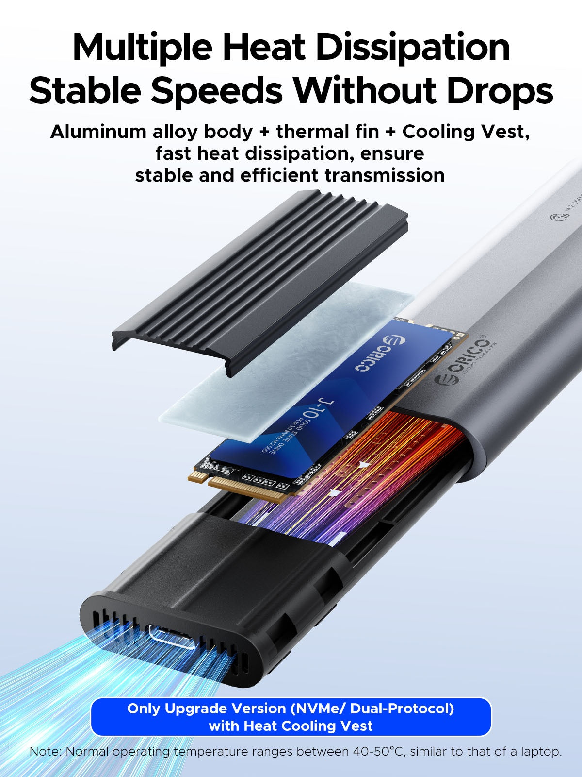 Orico AXM2-G2-ställ för SSD M.2 NVMe, grå