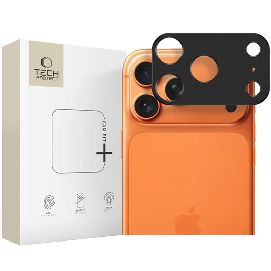 Skyddram för bakre kamera Tech-Protect Camalloy Fit+ för Apple iPhone 17 Pro Max, Aluminium, Svart