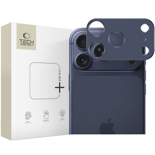 Skyddram för bakre kamera Tech-Protect Camalloy Fit+ för Apple iPhone 17 Pro Max, Aluminium, Marinblå