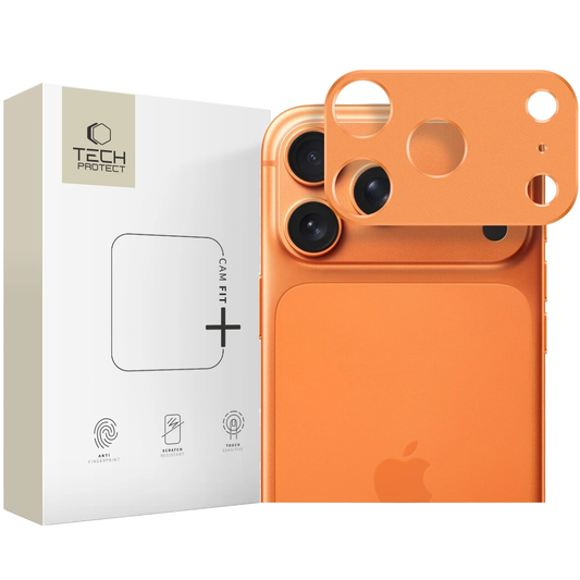 Skyddram för bakre kamera Tech-Protect Camalloy Fit+ för Apple iPhone 17 Pro, Aluminium, Orange