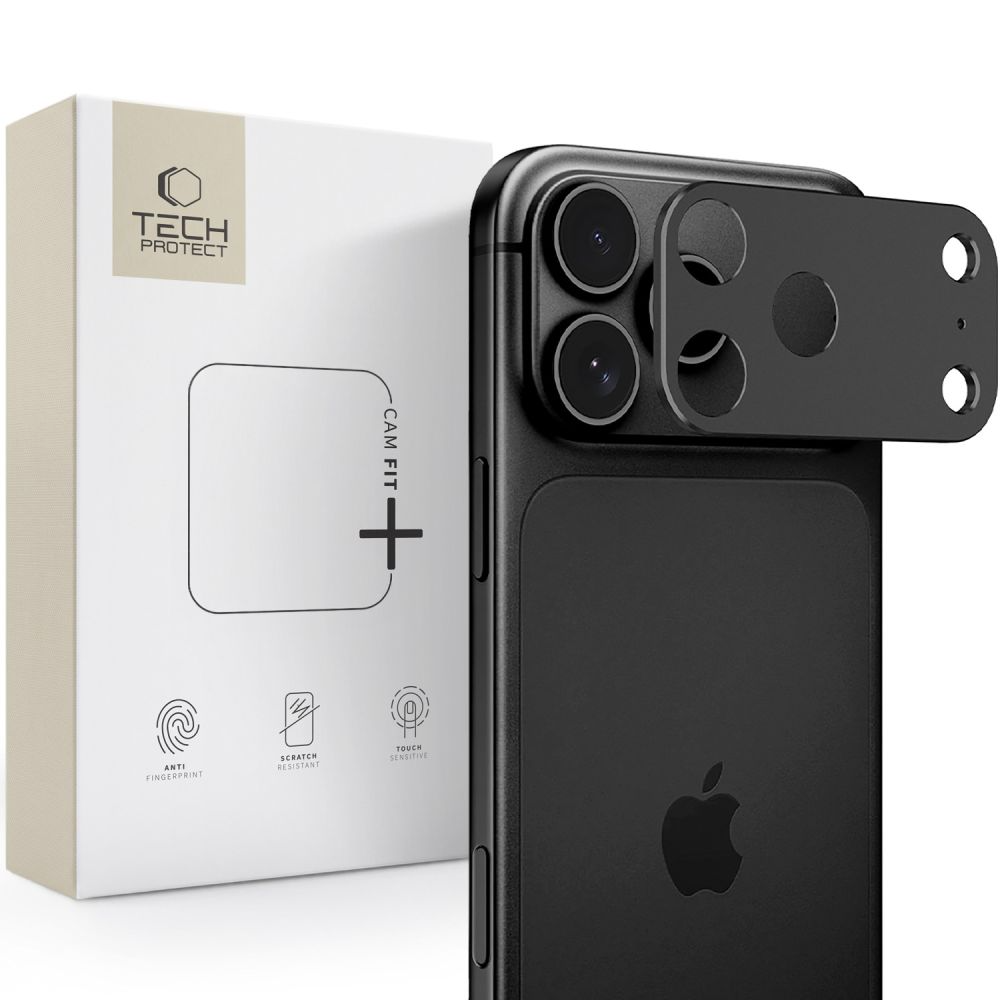 Skyddsrams för bakre kamera Tech-Protect Camalloy Fit+ för Apple iPhone 18 Pro, Aluminium, Svart