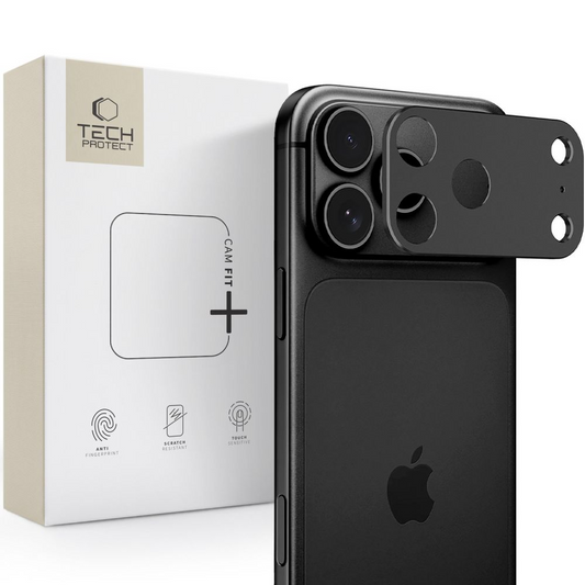 Skyddsrams för bakre kamera Tech-Protect Camalloy Fit+ för Apple iPhone 18 Pro, Aluminium, Svart