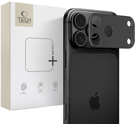 Skyddsrams för bakre kamera Tech-Protect Camalloy Fit+ för Apple iPhone 18 Pro Max, Aluminium, Svart