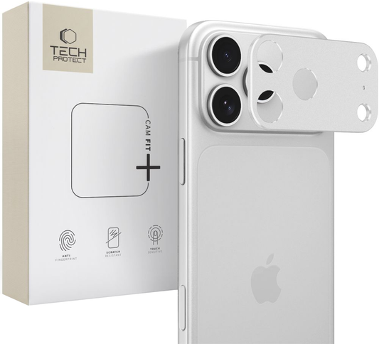 Tech-Protect Camalloy Fit+ skyddsram för bakre kamera till Apple iPhone 18 Pro Max, aluminium, silverfärgad