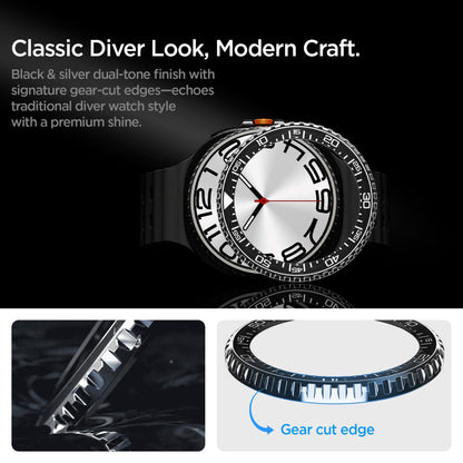 Spigen Tune Pro Diver skyddsram för Samsung Galaxy Watch8 Classic, Svart