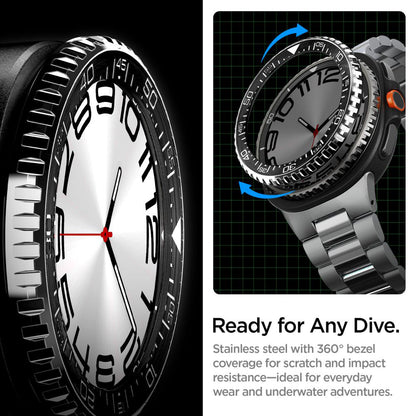 Spigen Tune Pro Diver skyddsram för Samsung Galaxy Watch8 Classic, Svart