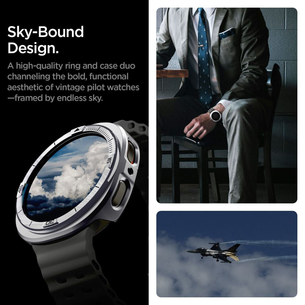 Skyddram Spigen Tune Pro Pilot för Samsung Galaxy Watch8 44mm, Silver