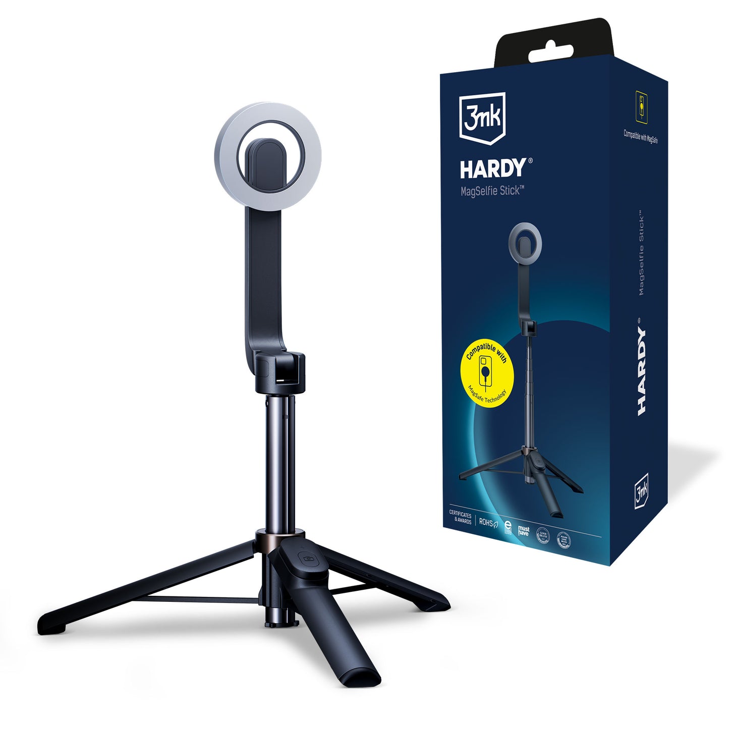 Selfie Stick Bluetooth 3MK Hardy MagSelfie, Universal, Svart