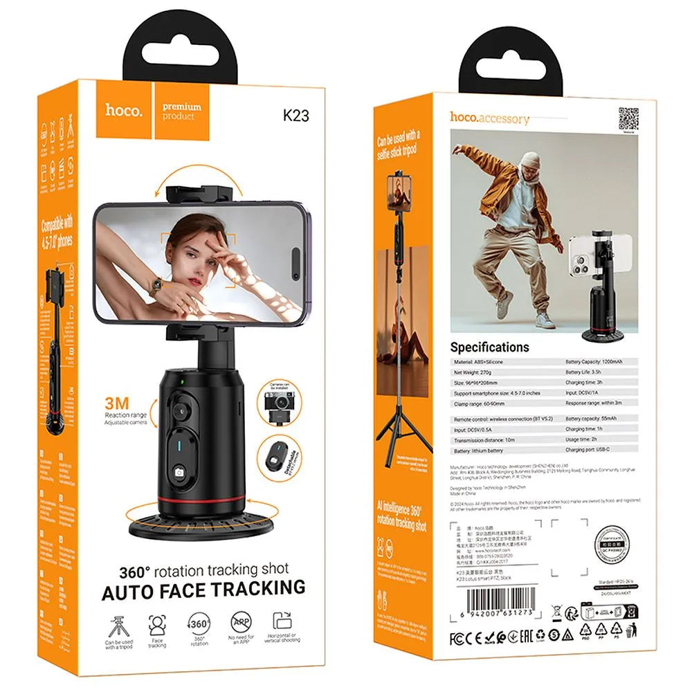 HOCO K23 Face Tracking 360-stöd, Universal, Svart