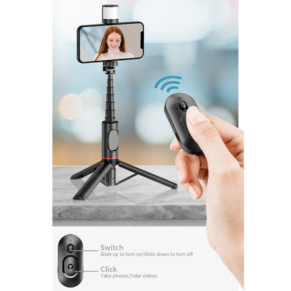 Selfie Stick Bluetooth Techsuit Q12S, Universal, Svart