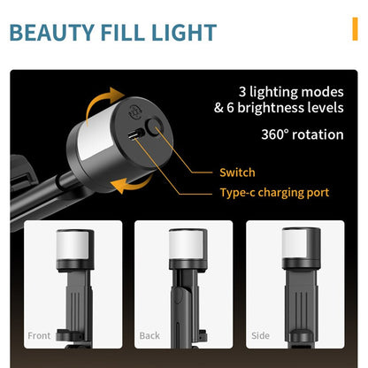 Selfie Stick Bluetooth Techsuit Q12S, Universal, Svart