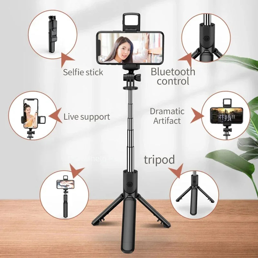 Selfie Stick Bluetooth Techsuit S03-S, Universal, Svart