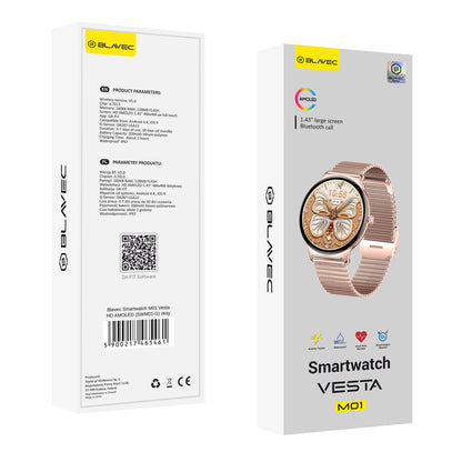 Smartwatch Blavec M01 Vesta Call, Rosa Guld