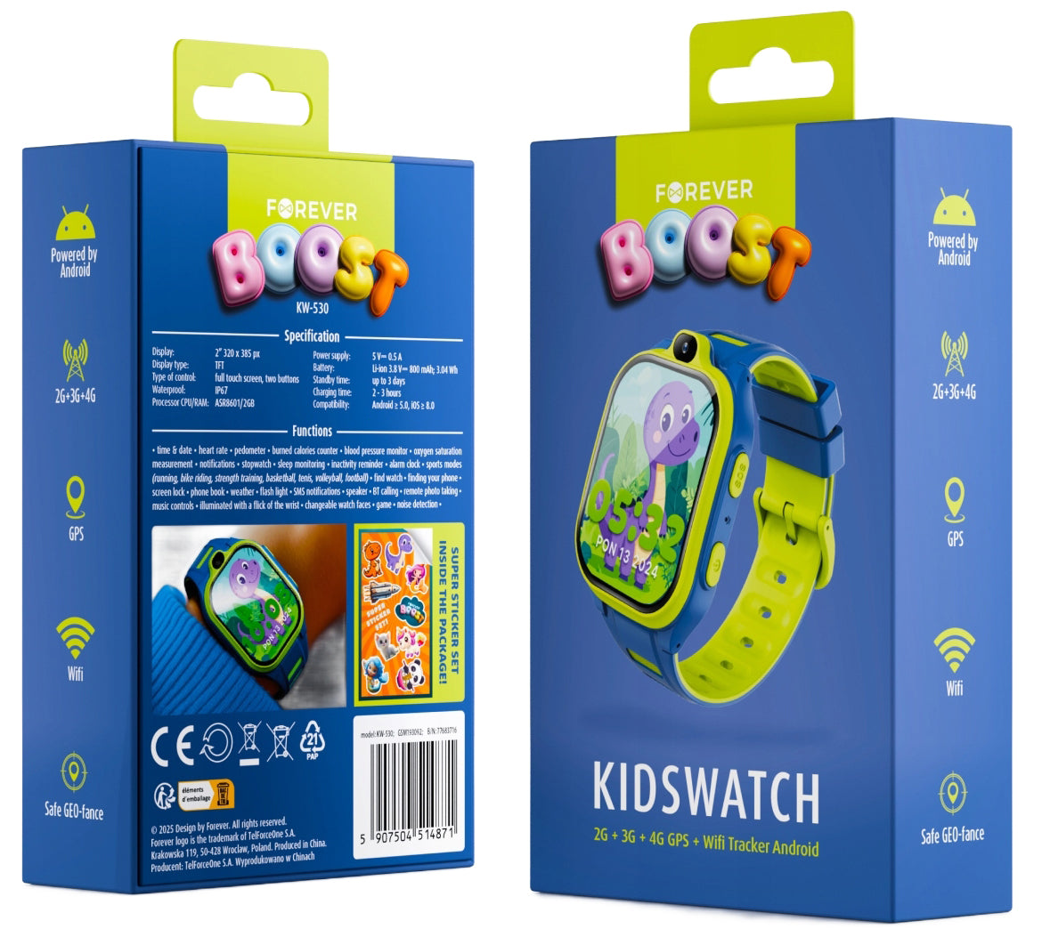Smartwatch Forever Kids Boost KW-530 Call, Blå