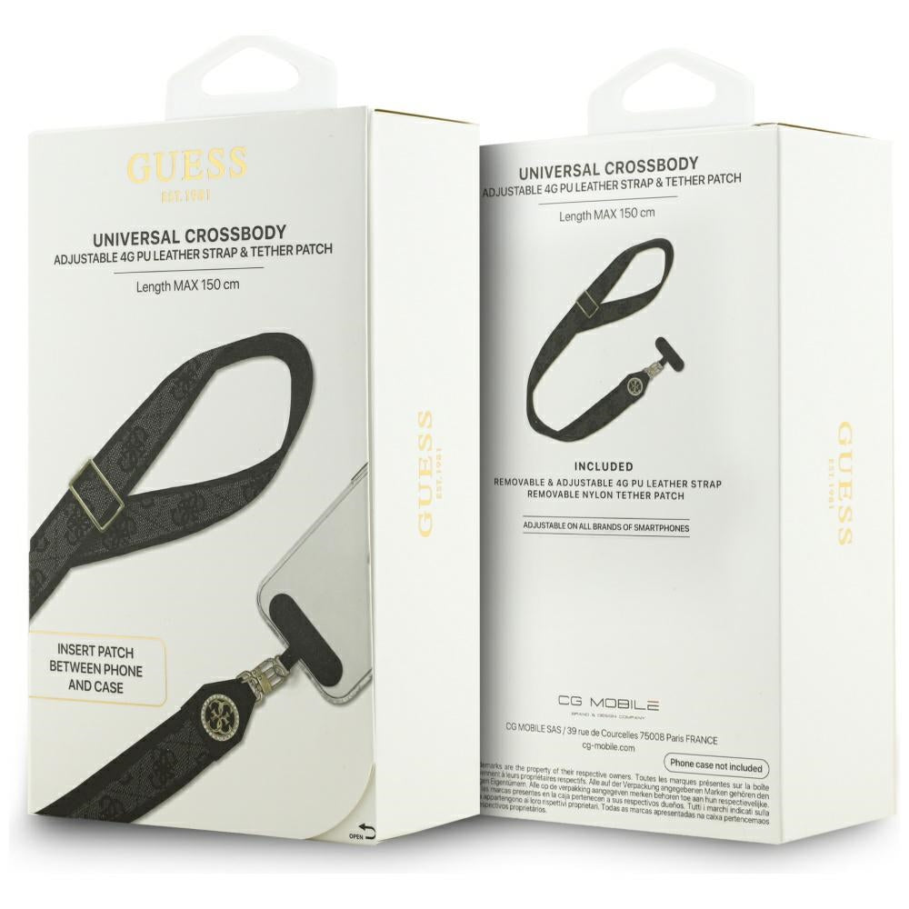 Telefonsnöre Guess 4G Strass Metal Logo, Svart