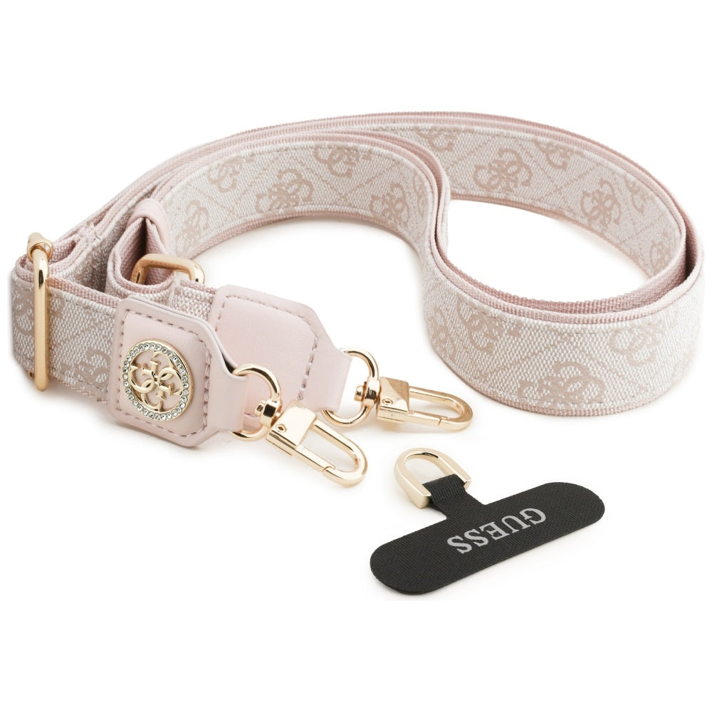 Guess 4G Strass Metallogotyp Telefonlanyard, Rosa