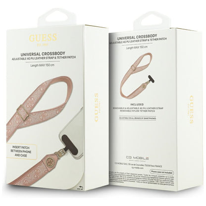 Guess 4G Strass Metallogotyp Telefonlanyard, Rosa
