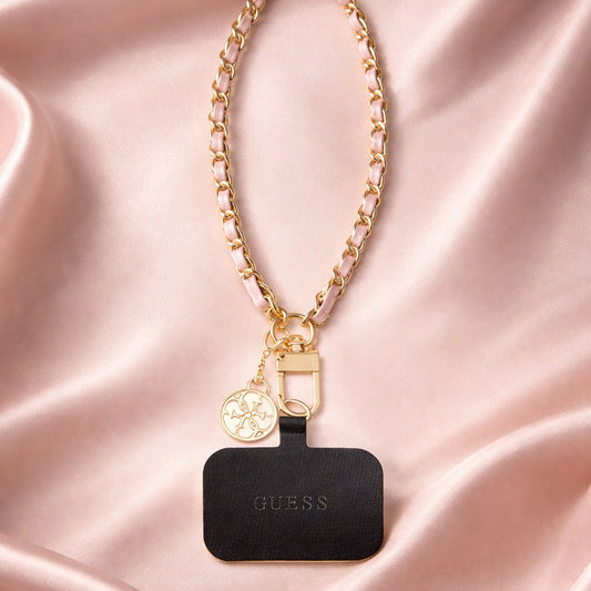 Guess Saffiano 4G Charm Telefonlanyard, Svart