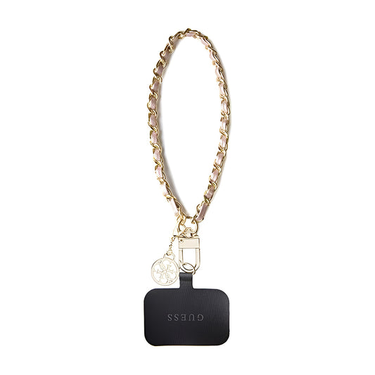 Guess Saffiano 4G Charm Telefonlanyard, Svart