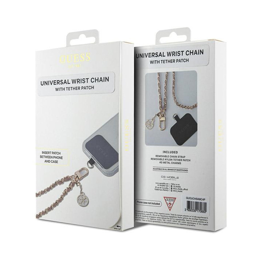 Guess Saffiano 4G Charm Telefonlanyard, Svart