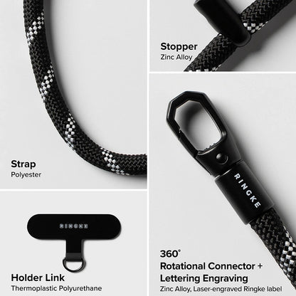 Ringke Link Flow P-Type Phone Lanyard, Black
