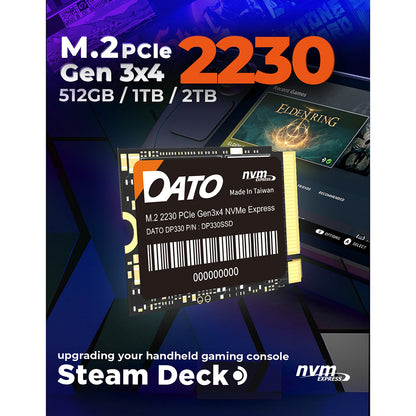 Solid State Drive (SSD) Dato DP330, NVME M.2 2230, PCIE Gen3x4, 2TB, Svart DP330SSD-2TB