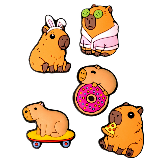 3D OEM Capybara-klistermärke för telefon-/tabletfodral, set om 5 stycken, flerfärgat