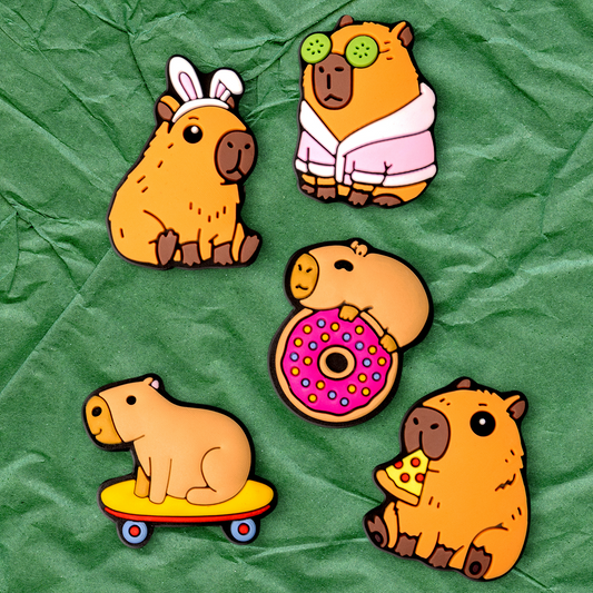 3D OEM Capybara-klistermärke för telefon-/tabletfodral, set om 5 stycken, flerfärgat