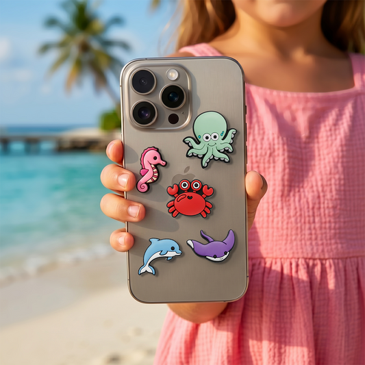3D OEM Ocean Klistermärke för Telefon-/Tabletfodral, Set om 5, Flerfärgad