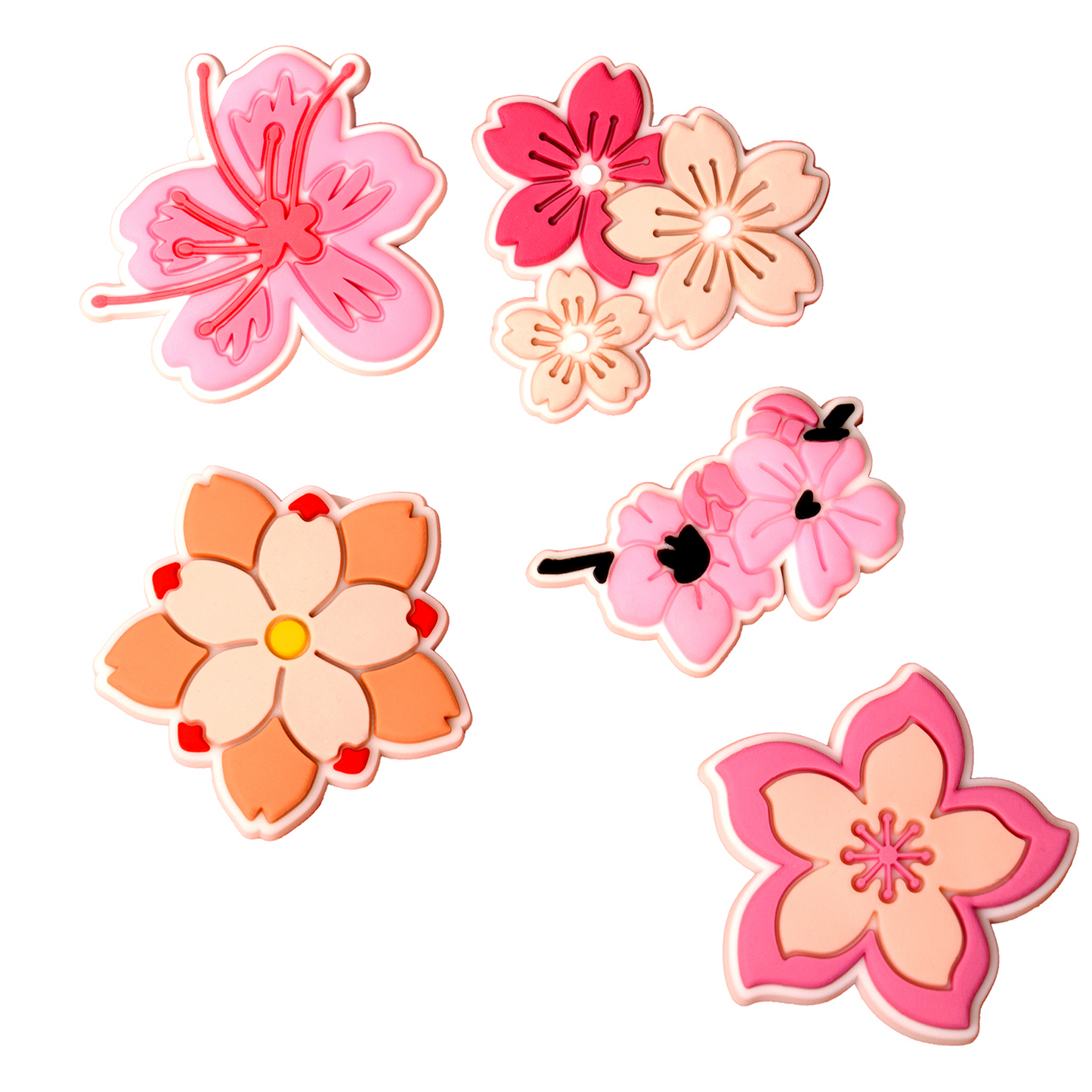 3D OEM Sticker Pink Blossom för Telefon-/Tabletfodral, Set om 5 stycken, Flerfärgad