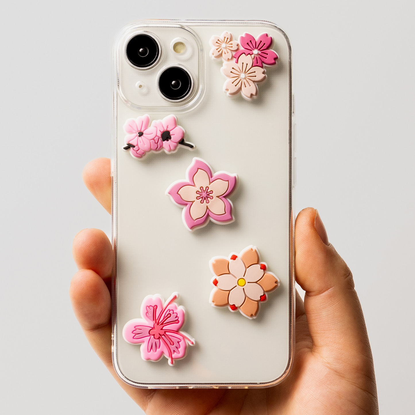 3D OEM Sticker Pink Blossom för Telefon-/Tabletfodral, Set om 5 stycken, Flerfärgad