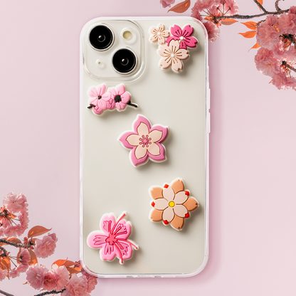 3D OEM Sticker Pink Blossom för Telefon-/Tabletfodral, Set om 5 stycken, Flerfärgad