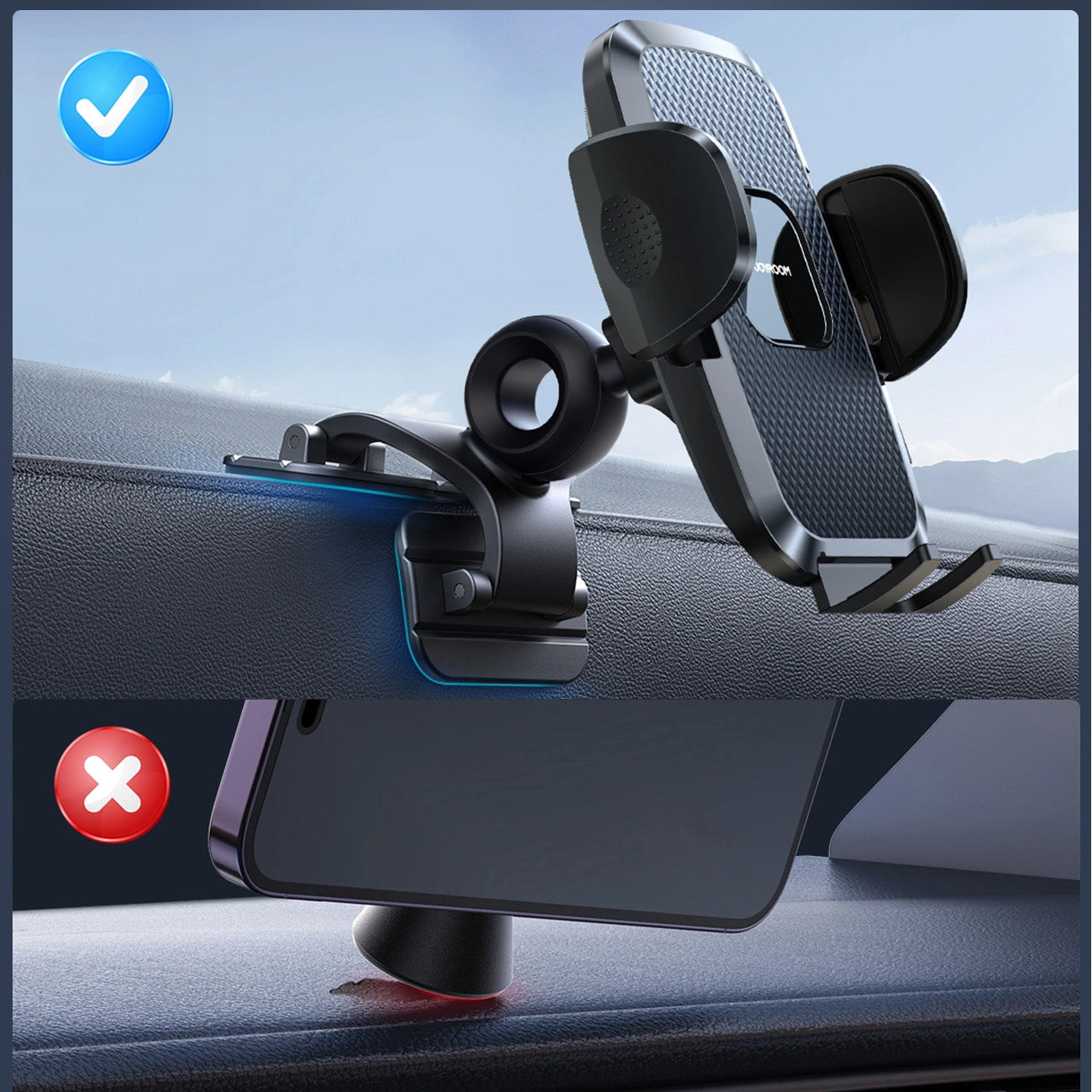 Joyroom JR-ZS259-3 Dash Bilhållare, 4.7 tum - 6.9 tum, Svart