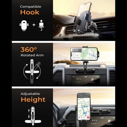 Lisen 2in1 Car Holder, 4.7inch - 7.2inch, Black YL0222040016