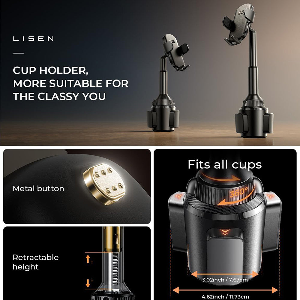 Bilhållare Lisen, 4.7 tum - 7.2 tum, Svart YL0220100001