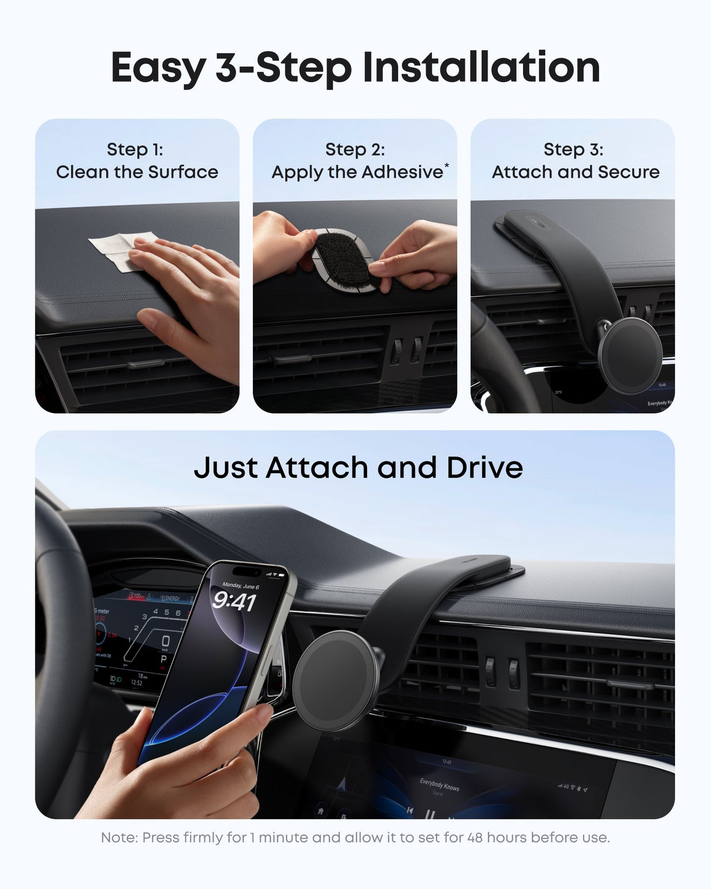 Magnetisk Bilhållare Anker Nano, Universal, Svart A9110H11