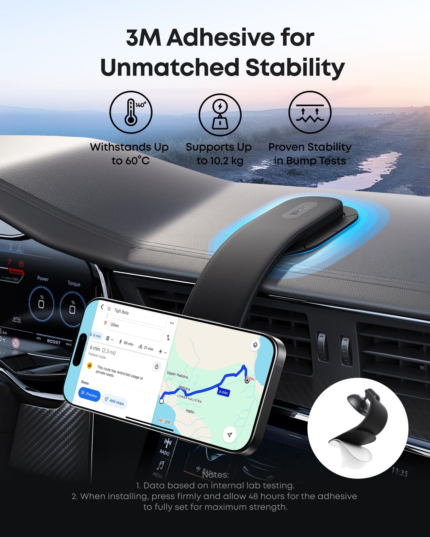 Magnetisk Bilhållare Anker Nano, Universal, Svart A9110H11