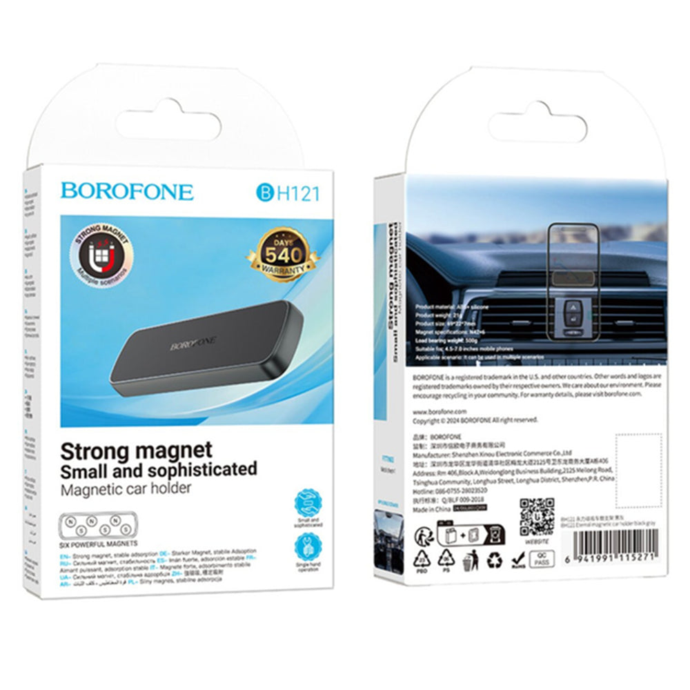 Magnetisk Bilhållare Borofone BH121, 4.5tum - 7tum, Svart Grå
