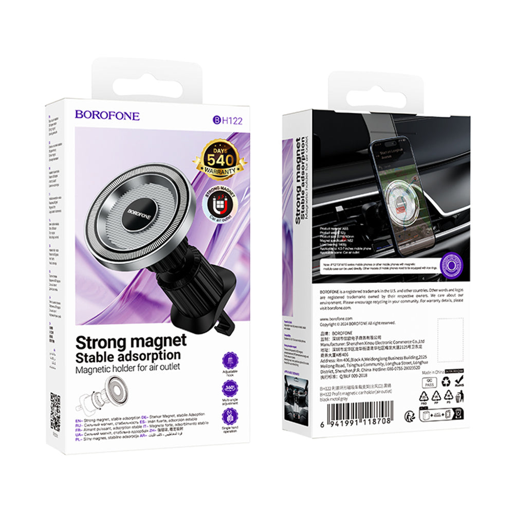 Magnetisk Bilhållare Borofone BH122 Profit, 4.5tum - 7tum, Svart