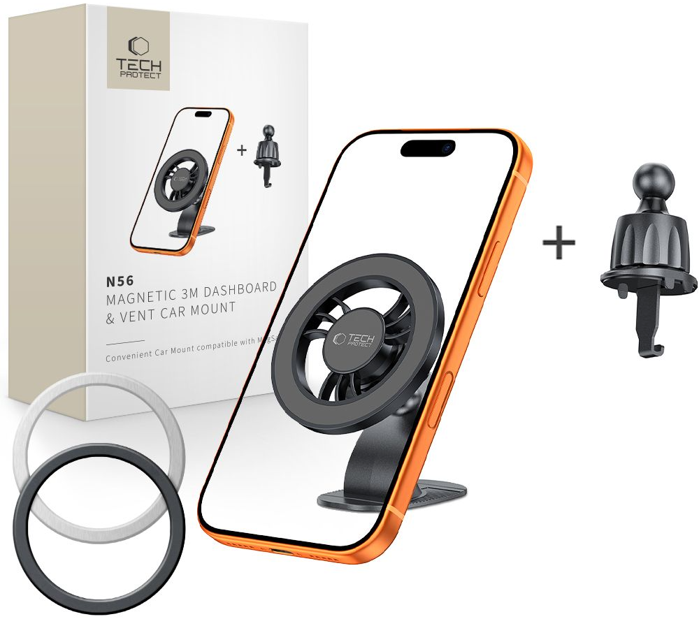 Magnetiskt Bilfäste Tech-Protect N56 2in1 II, Universal, Svart