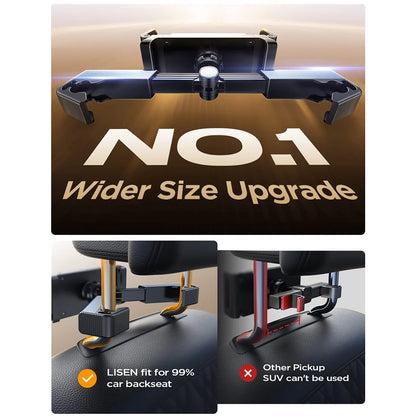 Lisen Headrest Car Holder for Phone / Tablet, 4.7inch - 12.9inch, Black YL0221030002