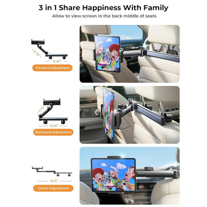 Lisen Headrest Car Holder for Phone / Tablet, 4.7inch - 12.9inch, Black YL0423090004